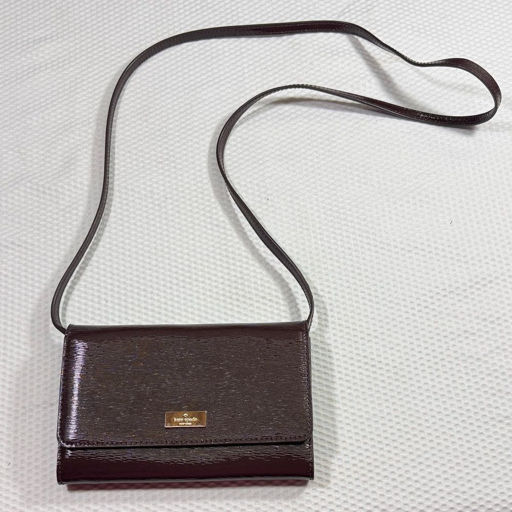 Kate Spade Bixby Place Chocolate Cherry Patent Leather Crossbody Bag